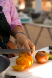 Slicing a tomato